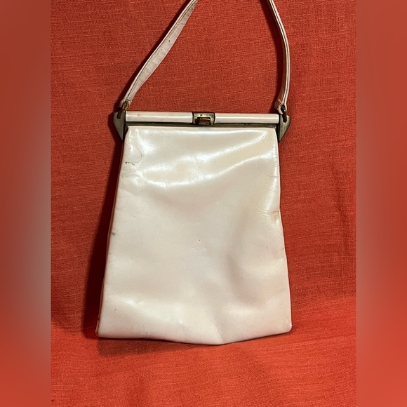 Waldman Vintage Ivory leather Metal frame evening Hand Bag - Picture 12 of 13